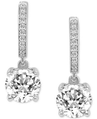 Lab Grown Diamond Dangle Hoop Earrings (5-1/5 ct. t.w.) in 14k White Gold
