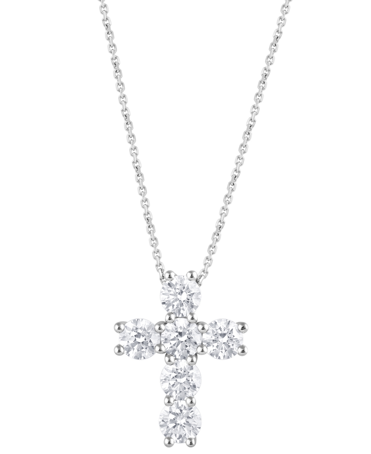 Badgley Mischka Lab Grown Diamond Cross Pendant Necklace (5 Ct. T.w.) In 14k White Gold, 16" + 2" Extender In White