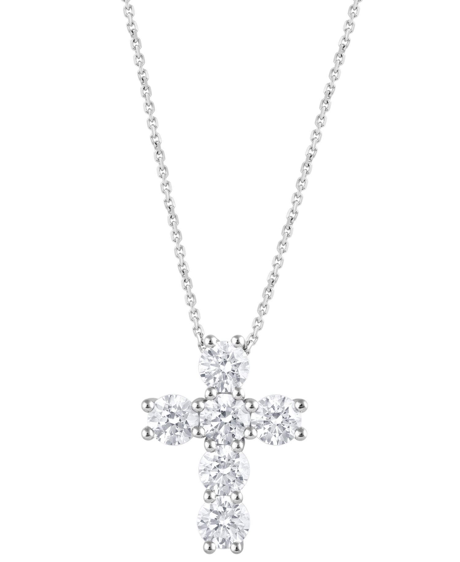 Lab Grown Diamond Cross Pendant Necklace (5 ct. t.w.) in 14k White Gold or 14k Yellow Gold, 16" + 2" extender