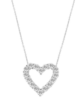 Lab Grown Diamond Heart Pendant Necklace (3 ct. t.w.) in 14k White Gold, 16" + 2" extender