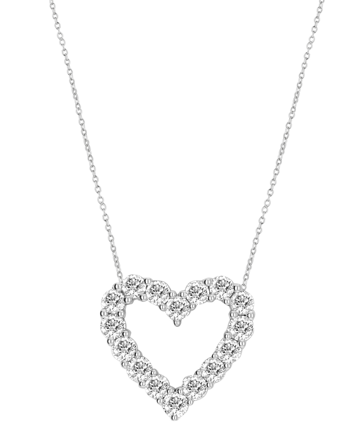 Badgley Mischka Lab Grown Diamond Heart Pendant Necklace (3 Ct. T.w.) In 14k White Gold, 16" + 2" Extender In White
