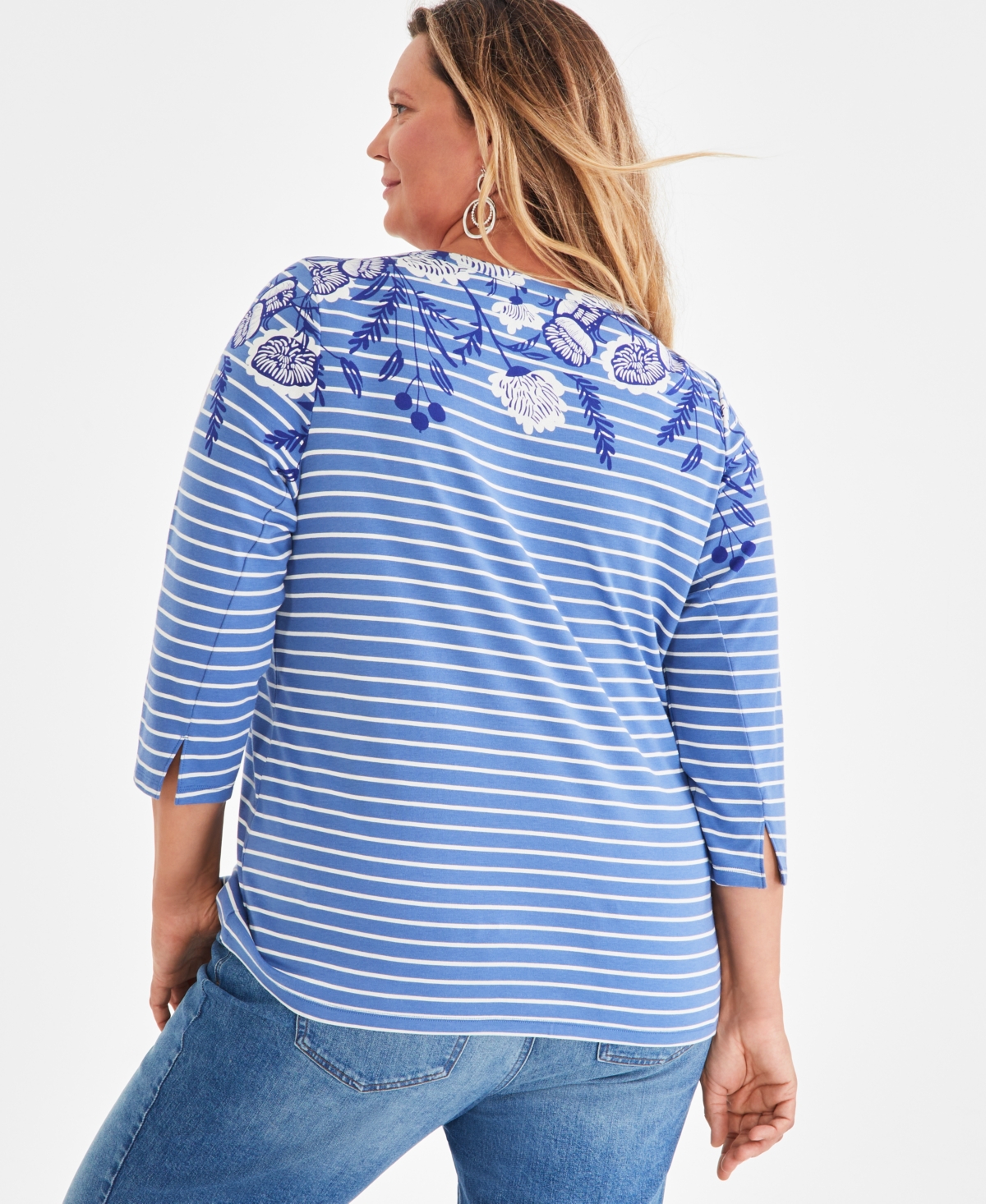 Style & Co Plus Size Printed 3/4-Sleeve Top, Created for Macy's