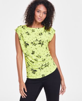I.N.C. International Concepts - Women's Printed Zip-Shoulder Blouse