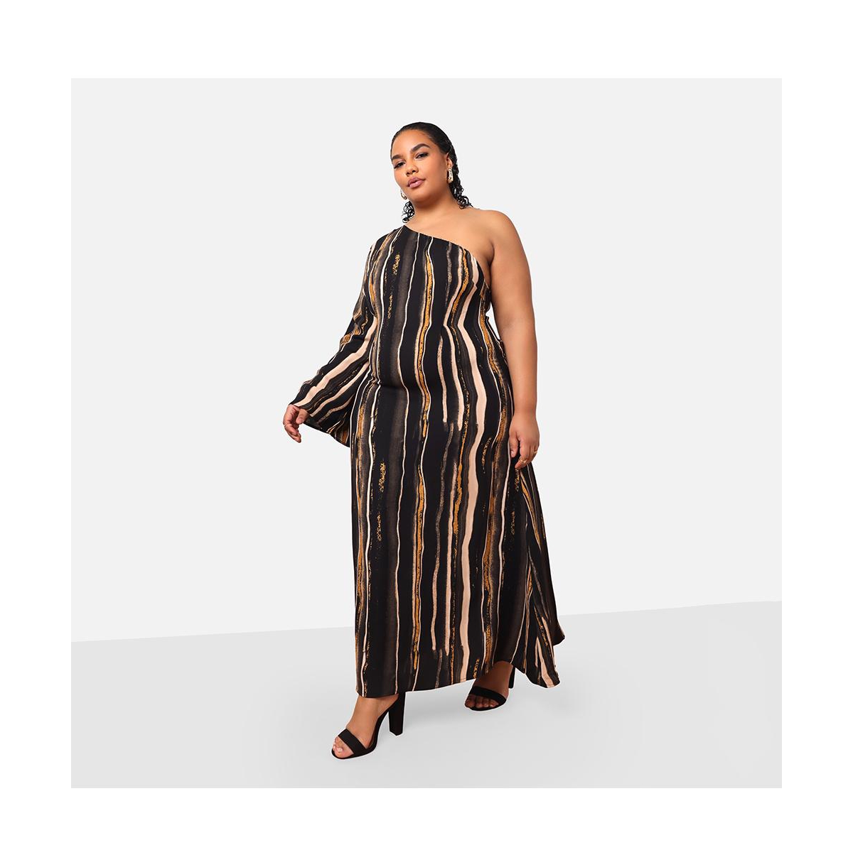 Women's Esperanza Stripe Print Maxi Kaftan Dress - Black