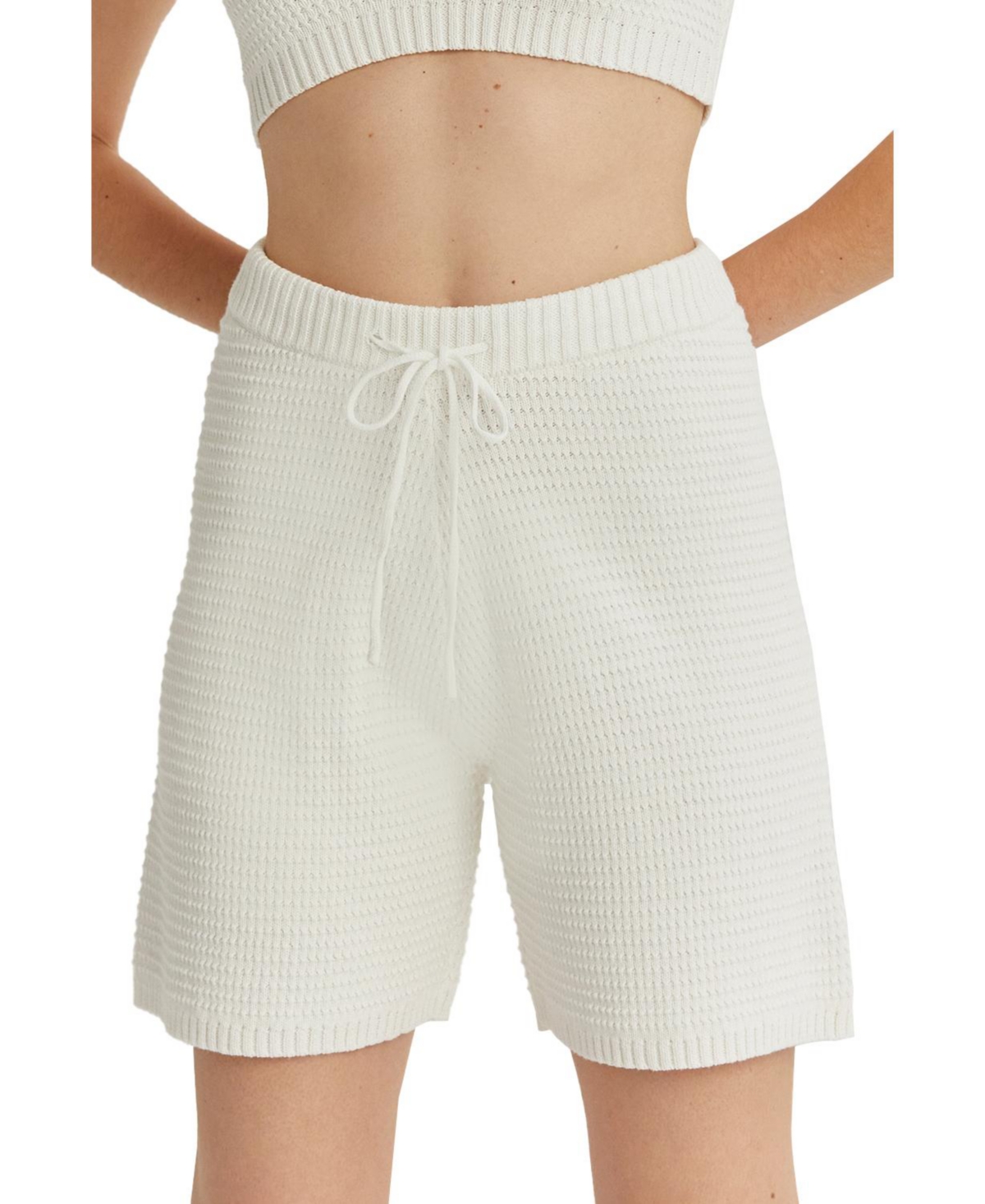 Women's Odalis Cotton Waffle Knit Shorts - White