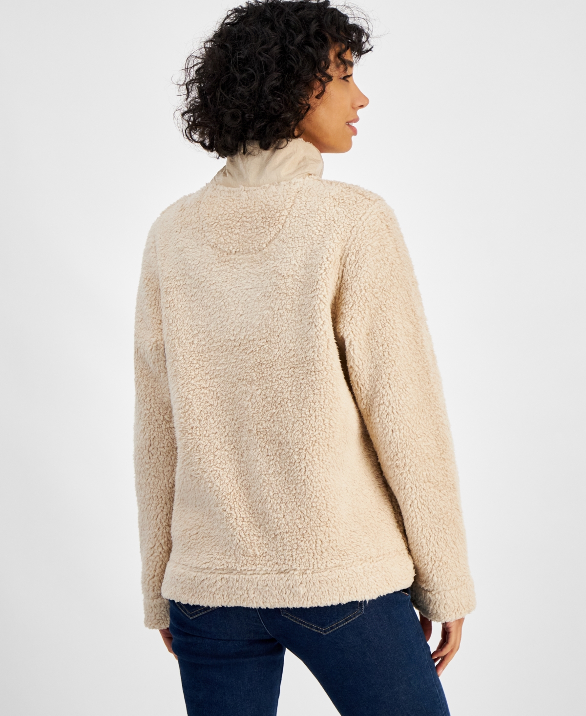 Tommy Hilfiger Women's Sherpa Mock Neck Long-Sleeve Sweatshirt