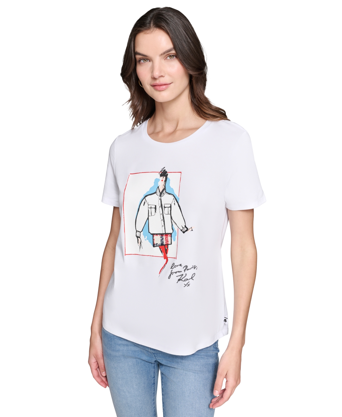 Women's Sketch Girl Graphic T-Shirt - White