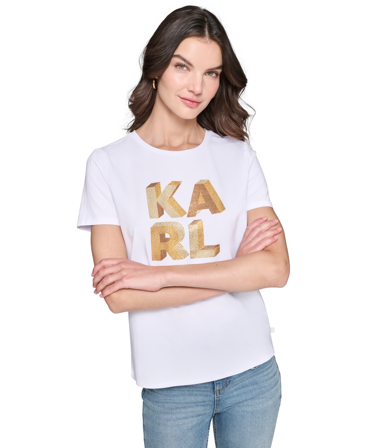 Women's Embellished Graphic T-Shirt - White