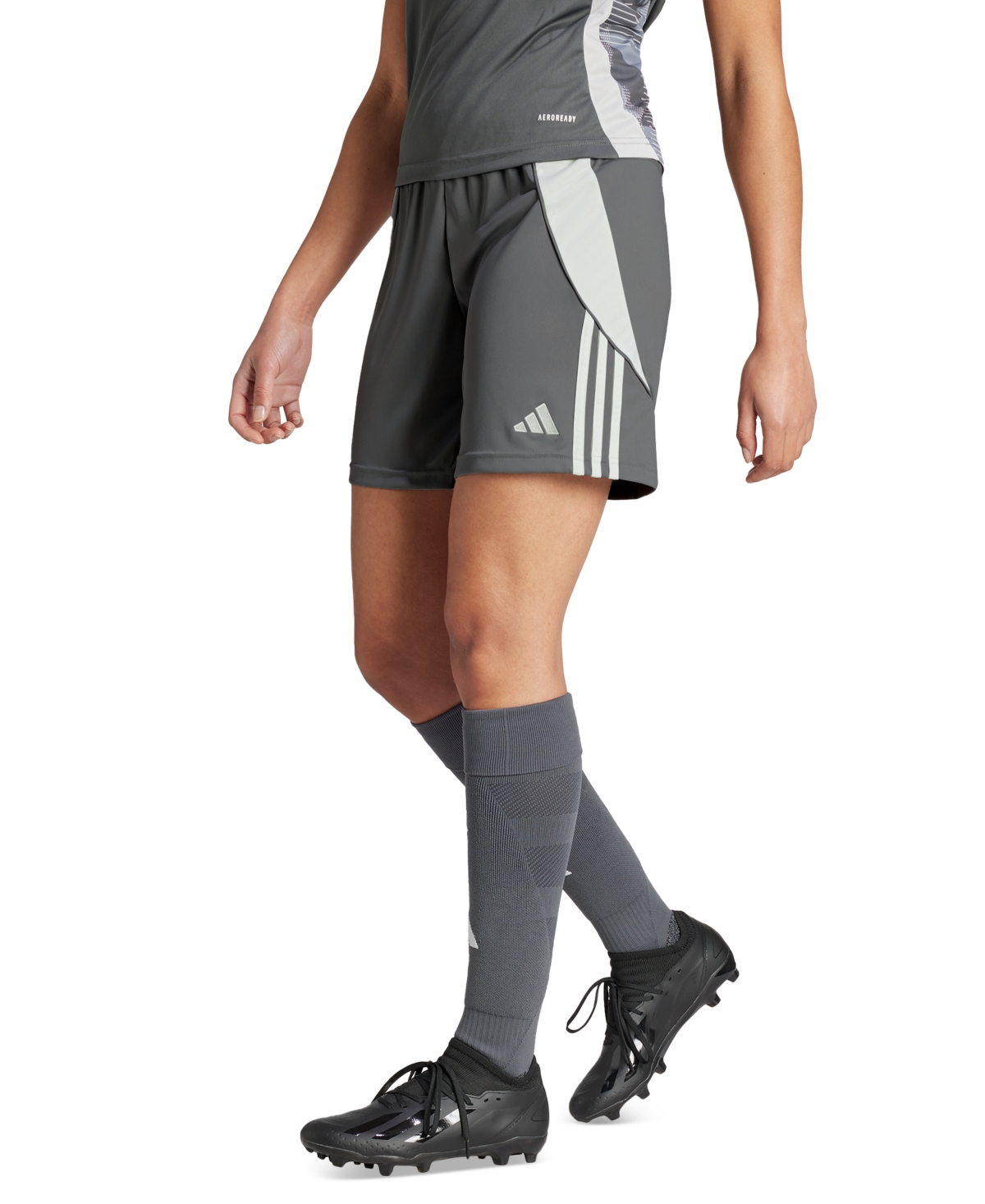 Shop Adidas Originals Women's Active Tiro 24 Performance Drawstring Shorts In Medium Grey