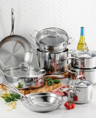 TriPly Clad Stainless Steel Glass Lid 14 Pc Cookware Set