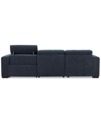 Nevio 3-Pc. Fabric Power Headrest Sectional and Chaise with 1 Power Motion Chair