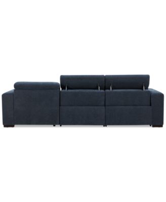 Nevio 3-Pc. Fabric Power Headrest Sectional and Chaise with 2 Power Motion Chairs