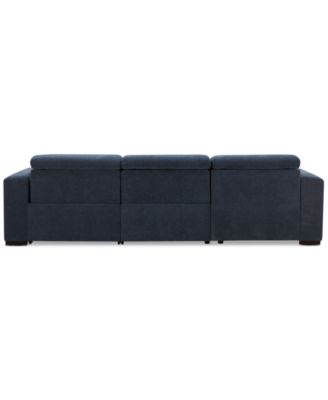 Nevio 3-Pc. Fabric Power Headrest Sectional and Chaise with 2 Power Motion Chairs