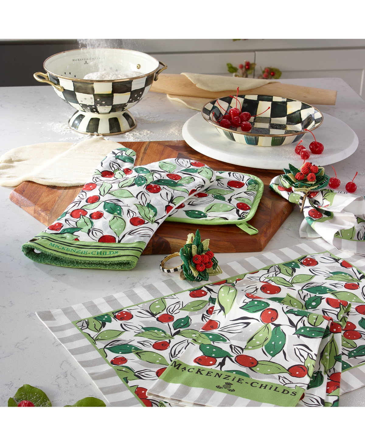 MACKENZIE-CHILDS COURTLY CHECK LARGE COLANDER 