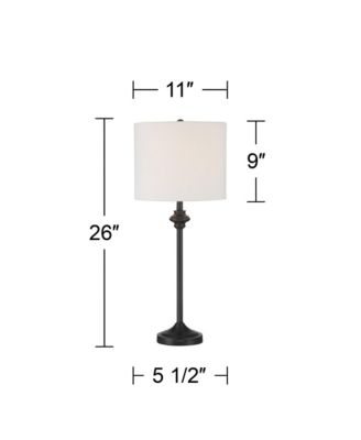 Lynn 26" Tall Skinny Buffet Modern Table Lamps Set of 2 Black Metal White Shade Living Room Bedroom Bedside House