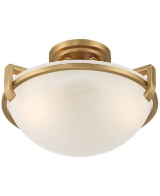 Mallot Modern Ceiling Light Semi Flush Mount Fixture 12 1/2" Wide Soft Gold 2-Light Marbleized Glass Bowl Shade for Bedroom Living Room