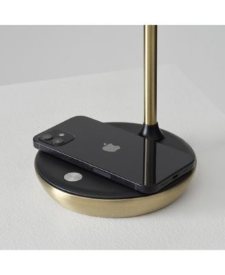 Ezra 16.5" LED Table Lamp with Wireless Charging Pad and Rotating Shade