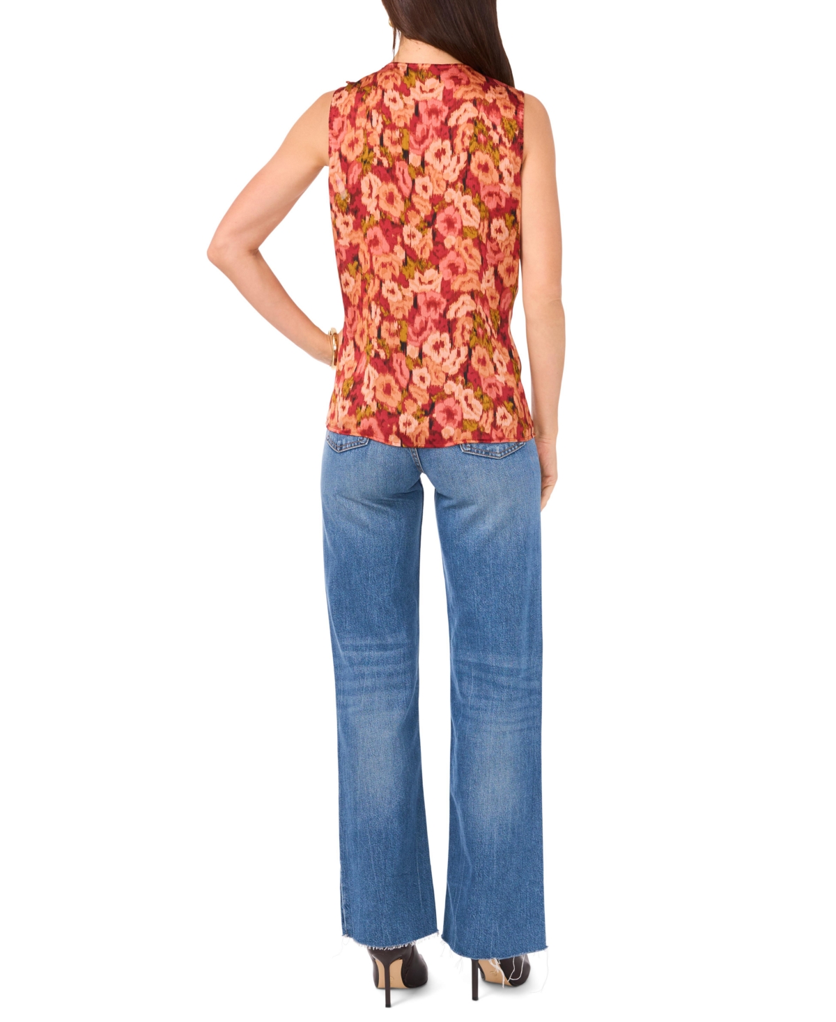 Vince Camuto Women's Floral-Print Ruffled-Neck Top