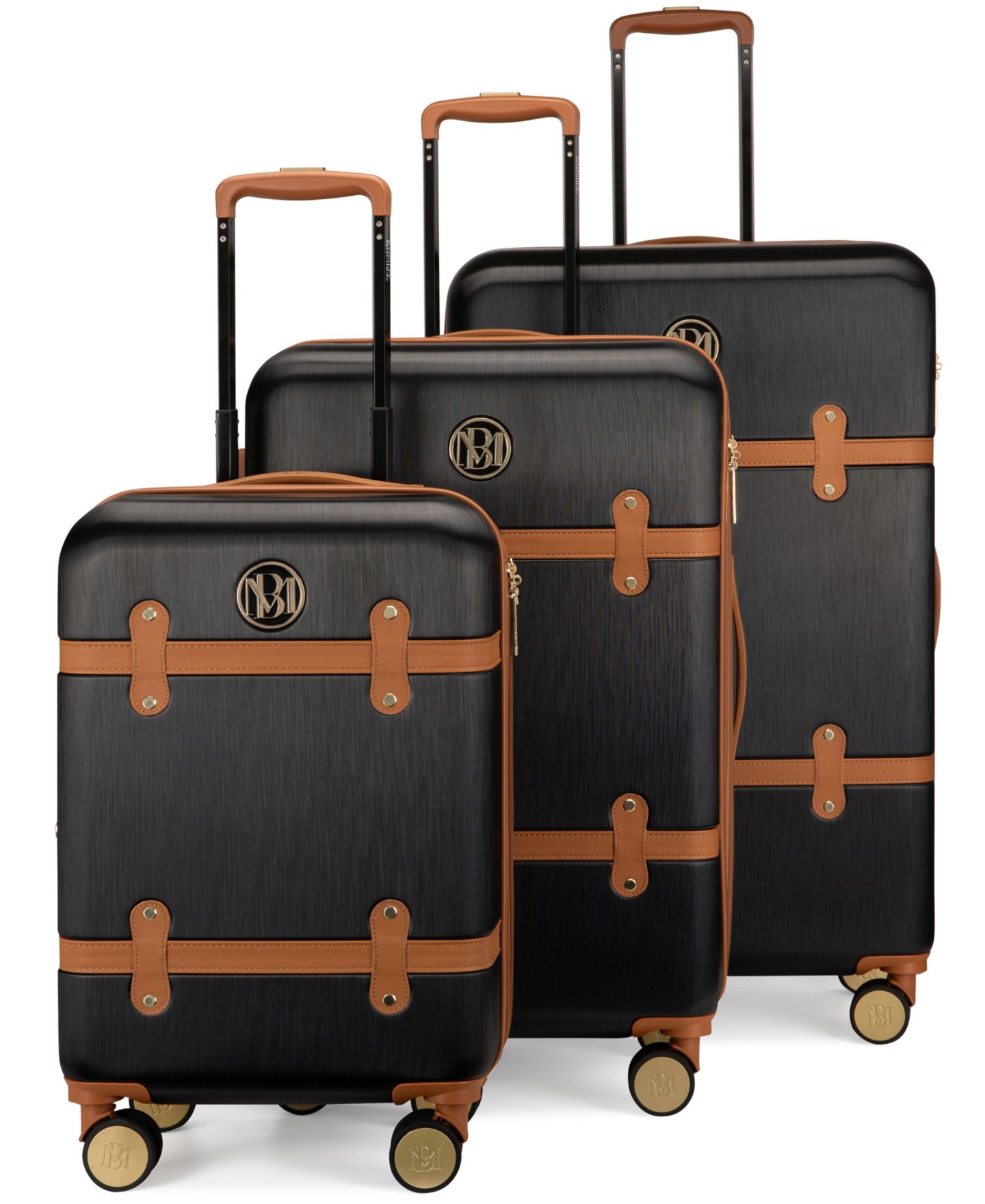 Чемоданы Badgley Mischka Grace Expandable Retro Luggage, Set of 3, цвет: Чёрный — фото 1