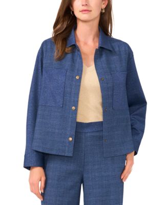 Vince Camuto - Women's Collared Plaid Shirt Jacket