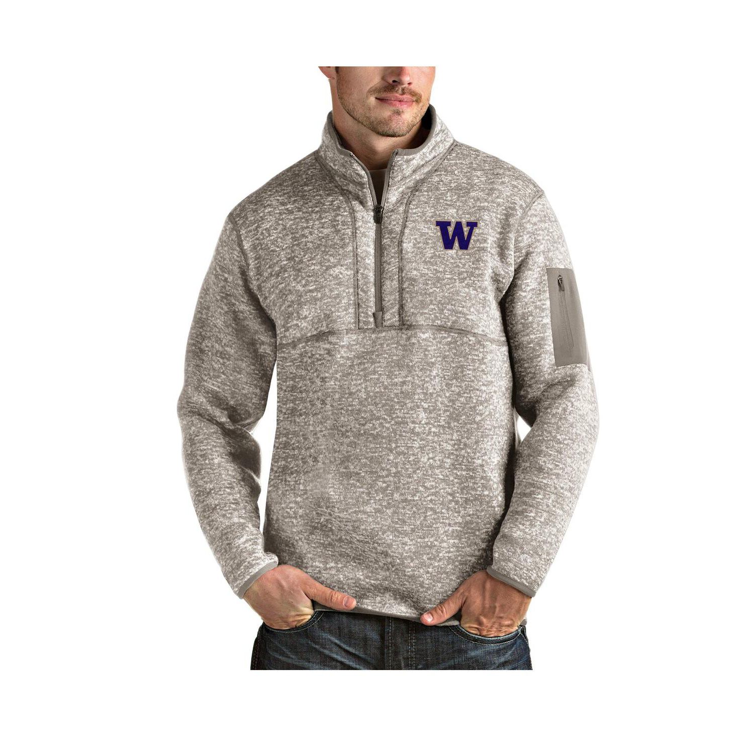 Men's Oatmeal Washington Huskies Fortune Half-Zip Pullover Jacket