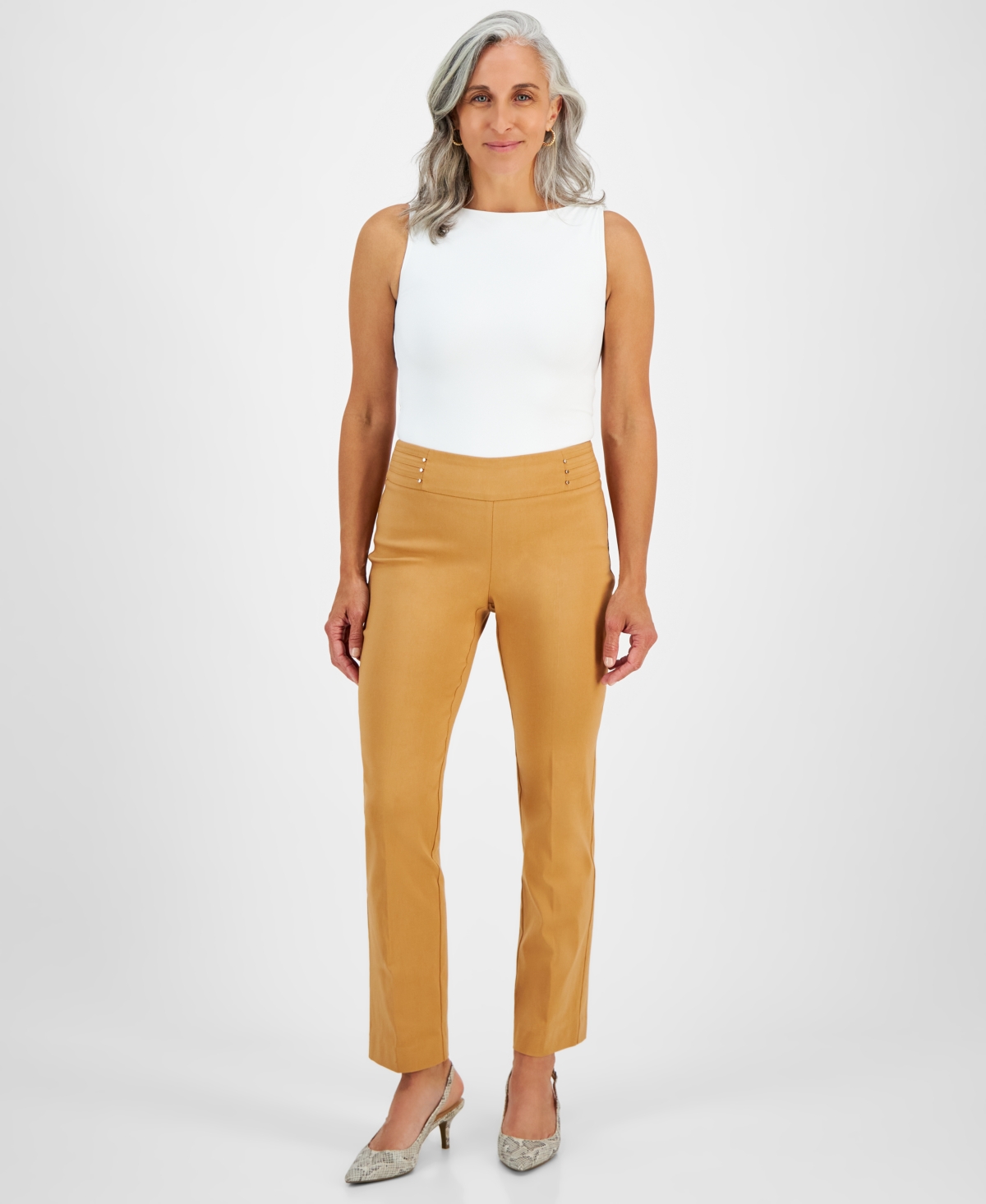 JM COLLECTION PETITE STUDDED-RIVET STRAIGHT-LEG PANTS, PETITE & PETITE SHORT, CREATED FOR MACY'S 