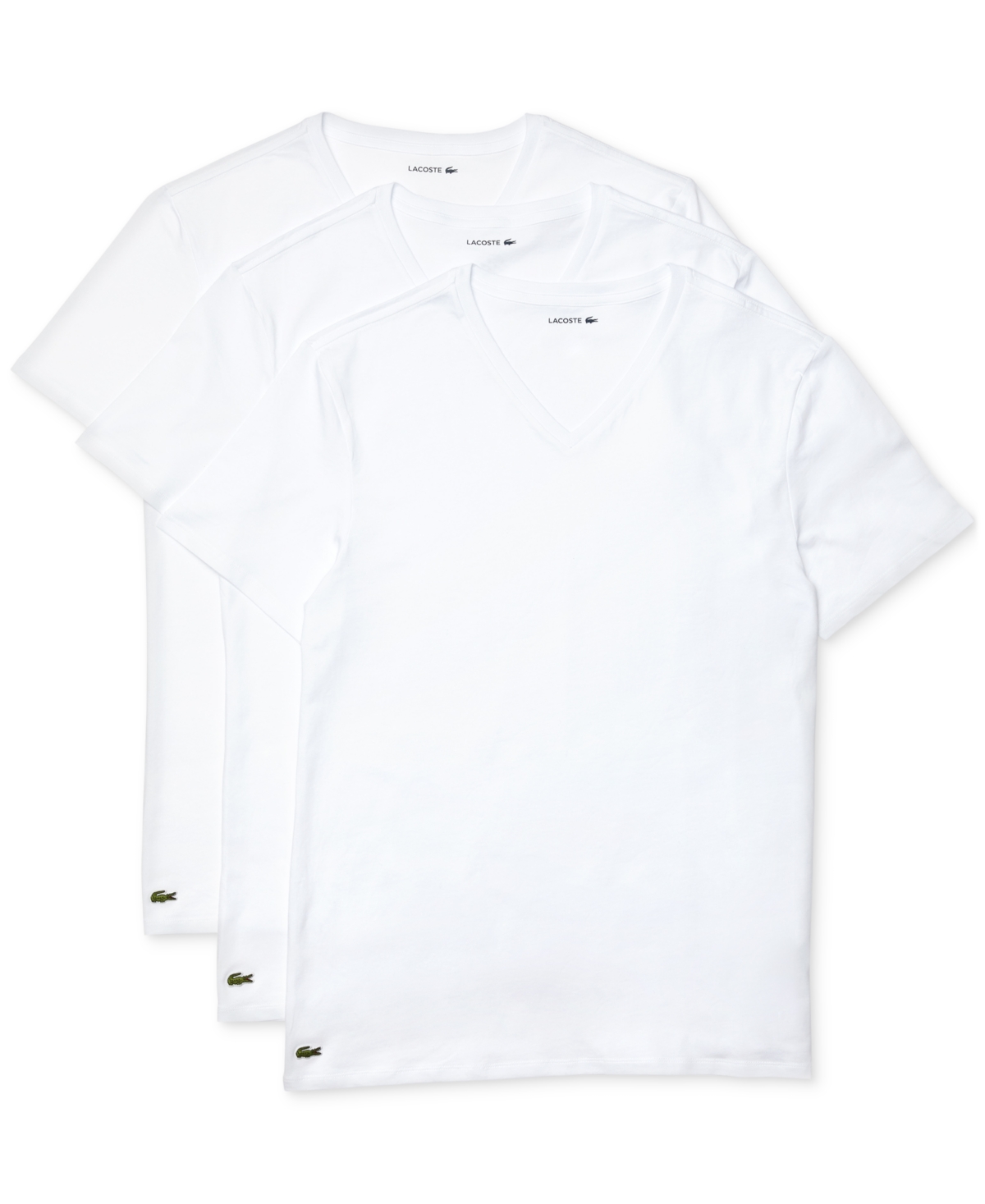 Lacoste Men's 3-pack Regular Fit Crewneck Undershirts In White