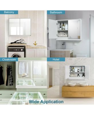 2-Door Wall-Mounted Bathroom Mirrored Medicine Cabinet