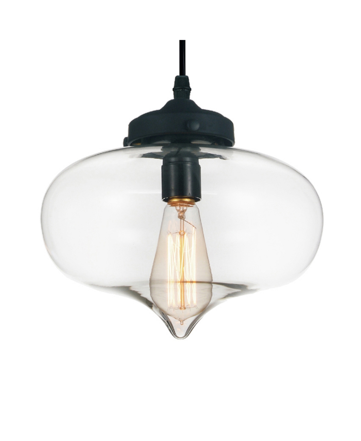 Cwi Lighting Glass 1 Light Down Mini Pendant In Black