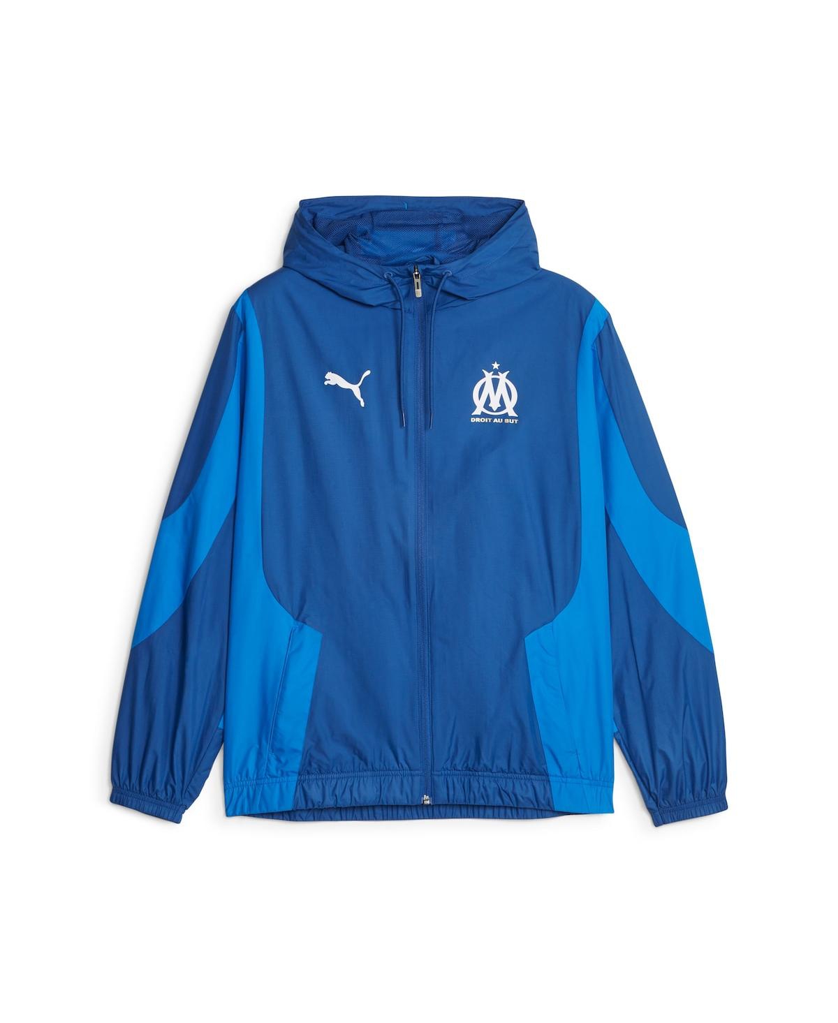 Puma Men's Blue Olympique Marseille 2023/24 Pre-match Anthem Full-zip Hoodie Jacket In Blue