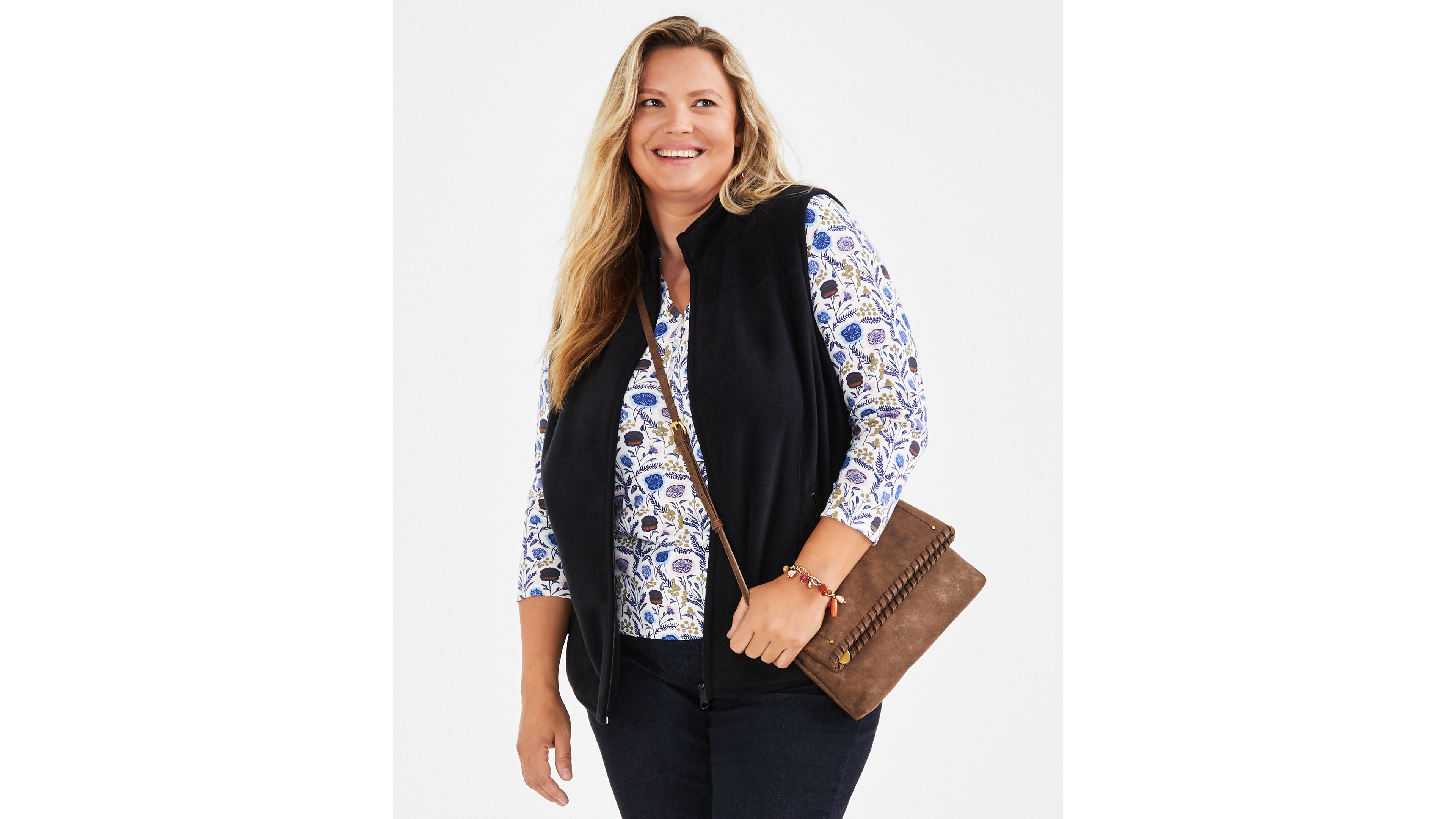 Style & Co Plus Solid Polar Fleece Vest, Exclusively at Macy's