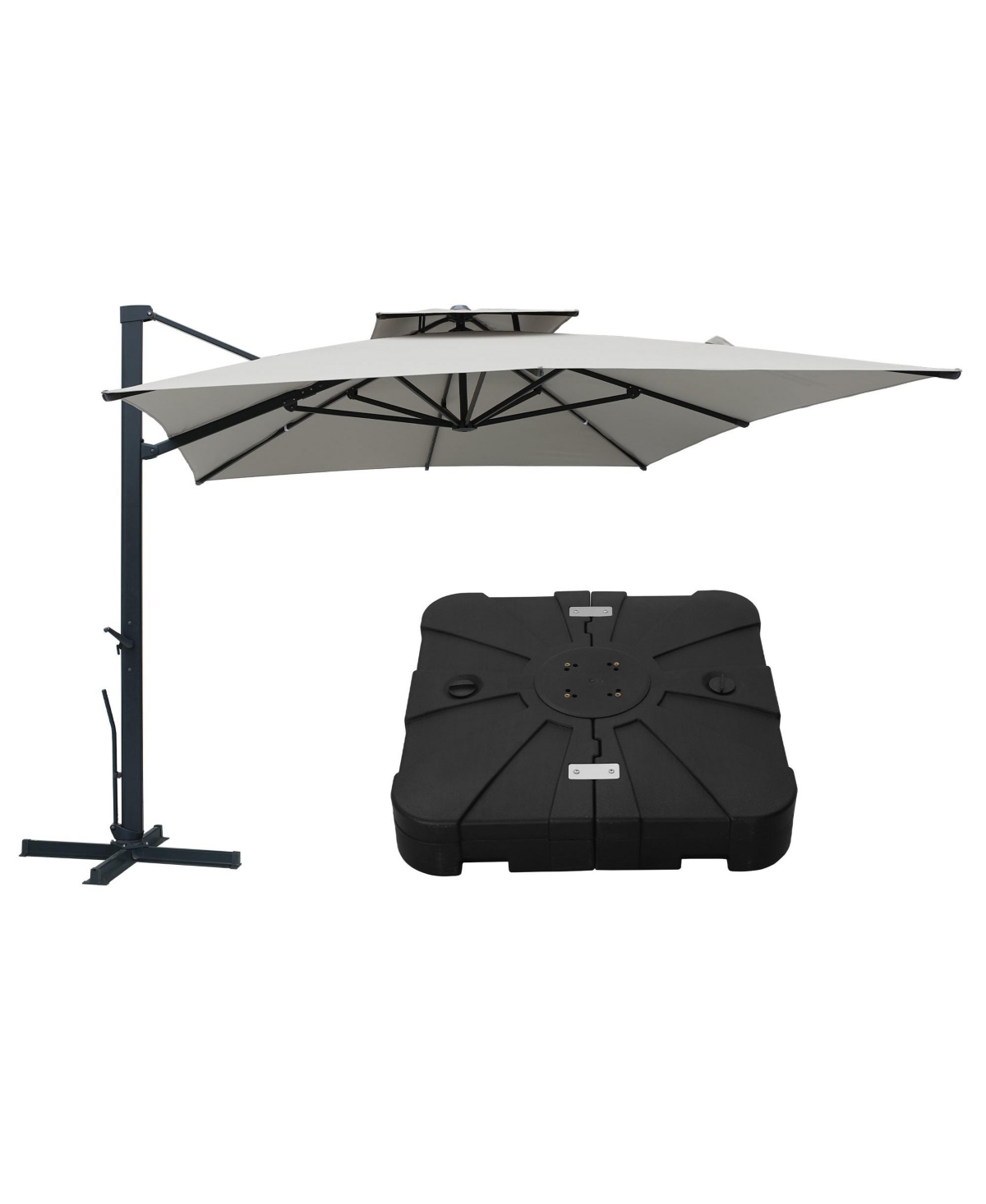 Mondawe Patio Double Top Bright Umbrella 360 Rotation Umbrella With Base Stand Included , Beige