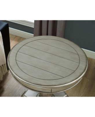 Round Wood Pedestal Side Table, Champagne