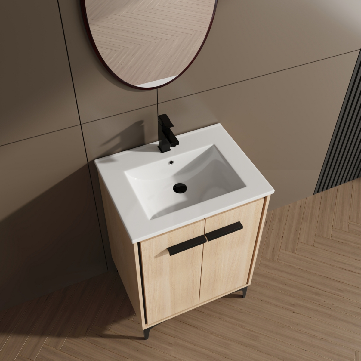 Streamdale Spacious Bathroom Vanity Cabinet with Ample Storage, 24