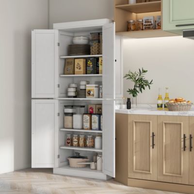 72&amp;#x22; Kitchen Pantry Storage Cabinet with 4 Doors, Wood Grain