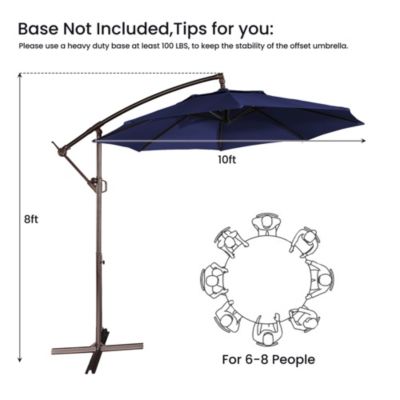 10 Ft Outdoor Cantilever UV Protective Patio Offset Umbrella for Balcony
