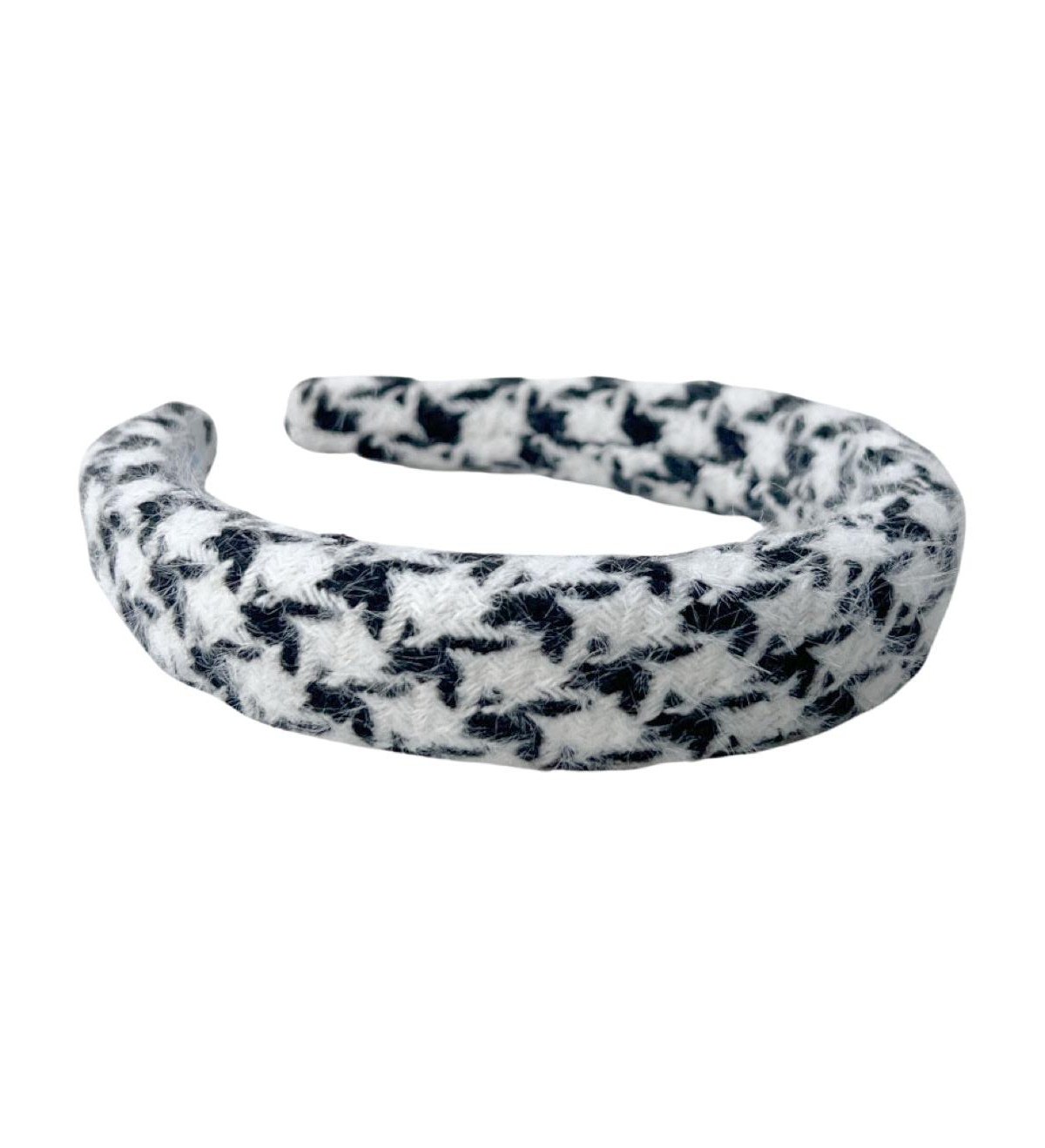 Padded Headband - Black Houndstooth - Black
