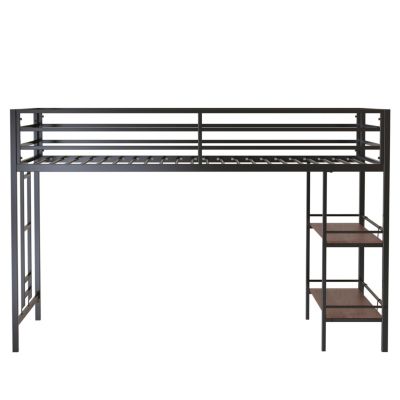 Adam junior twin loft bunk with Cinnamon wood shelf