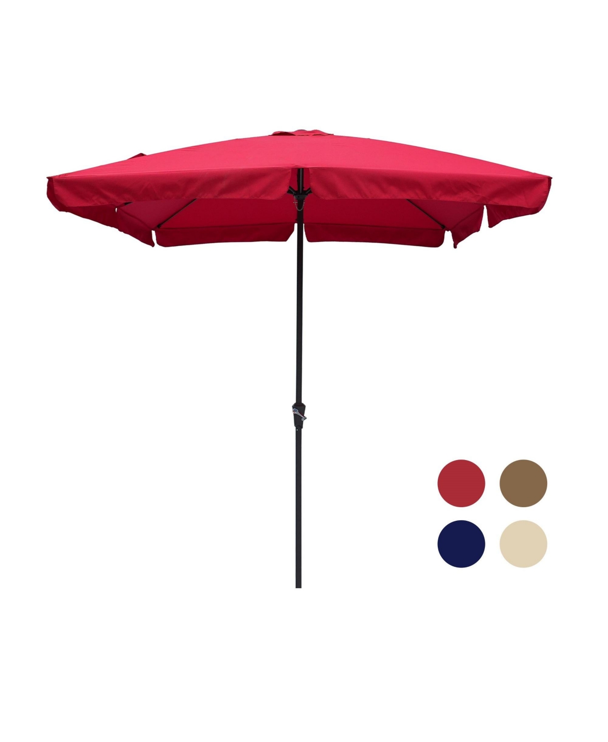 8 ft. x 10 ft. Square Crank Design Skirt with Skylight Outdoor Market Umbrella for Patio Terrace - Red