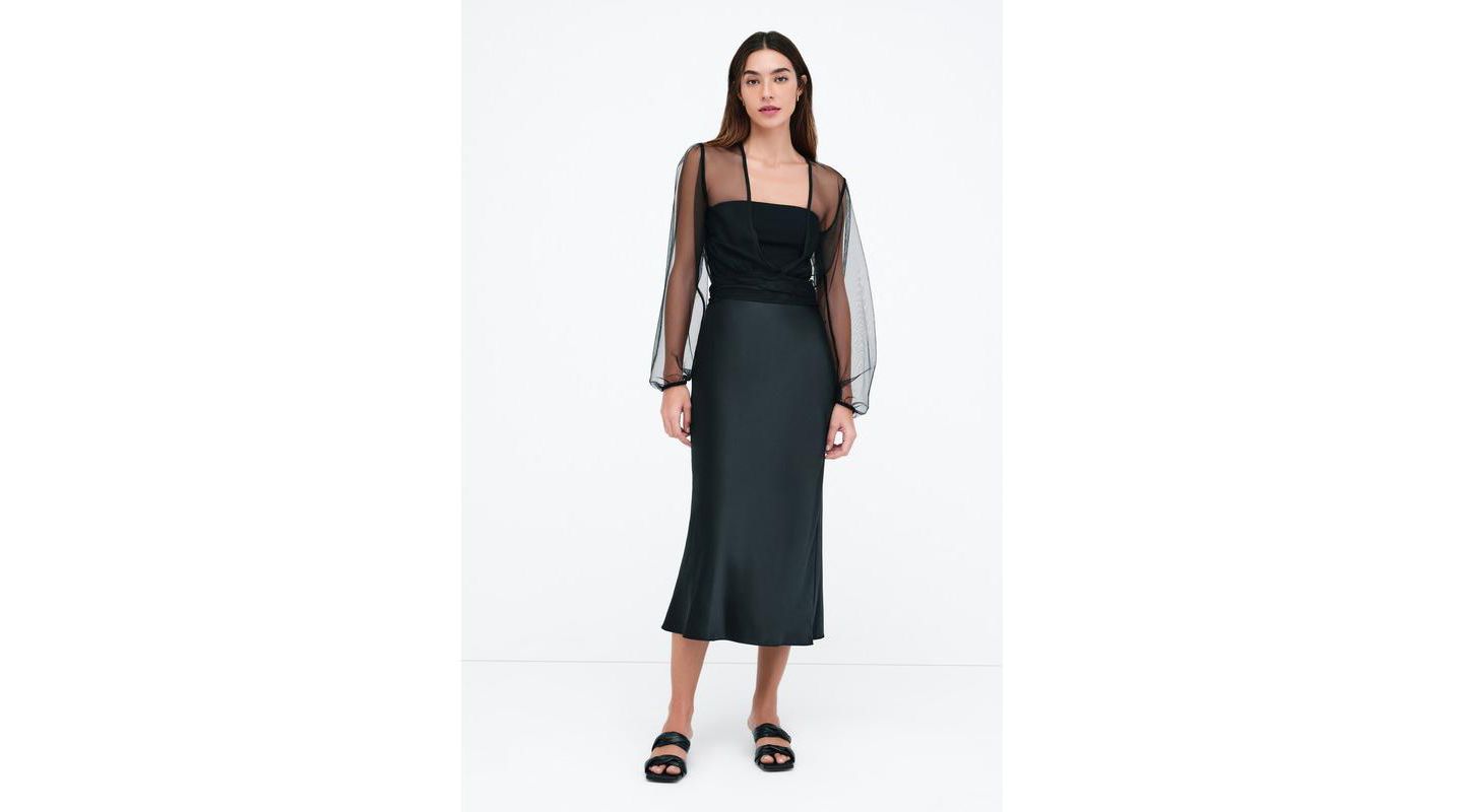 Женские болеро Marcella Verona V-Neck Puff-Sleeve Sheer Mesh Bolero with Ties, цвет: Чёрный — фото 2