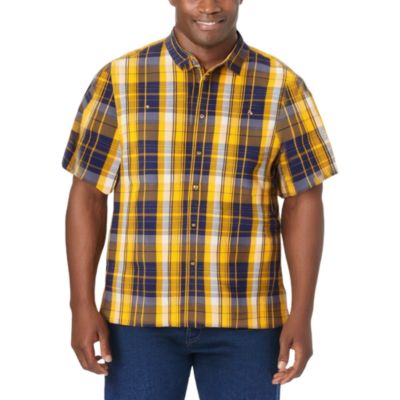 Tall Plaid Wrinkle-Resistant Short Sleeve Button Down