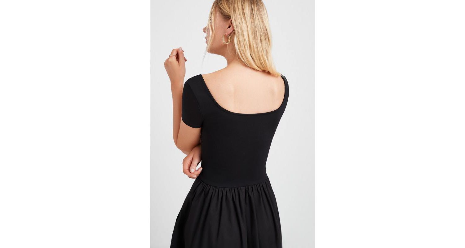 Women's Sierra Fitted A-Line Midi Dress with Cotton Skirt and Pockets