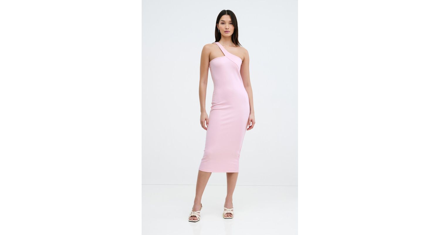 Women's Cameron Fitted One-Shoulder Geometric Strap Midi Dress