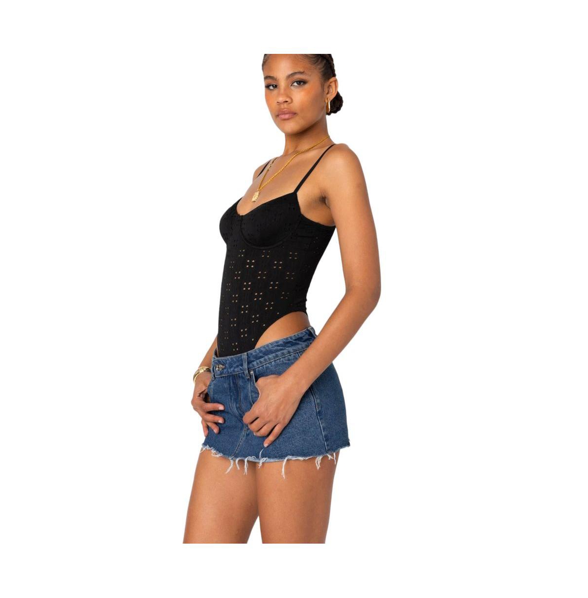Edikted Women's Raven Cupped Eyelet Bodysuit