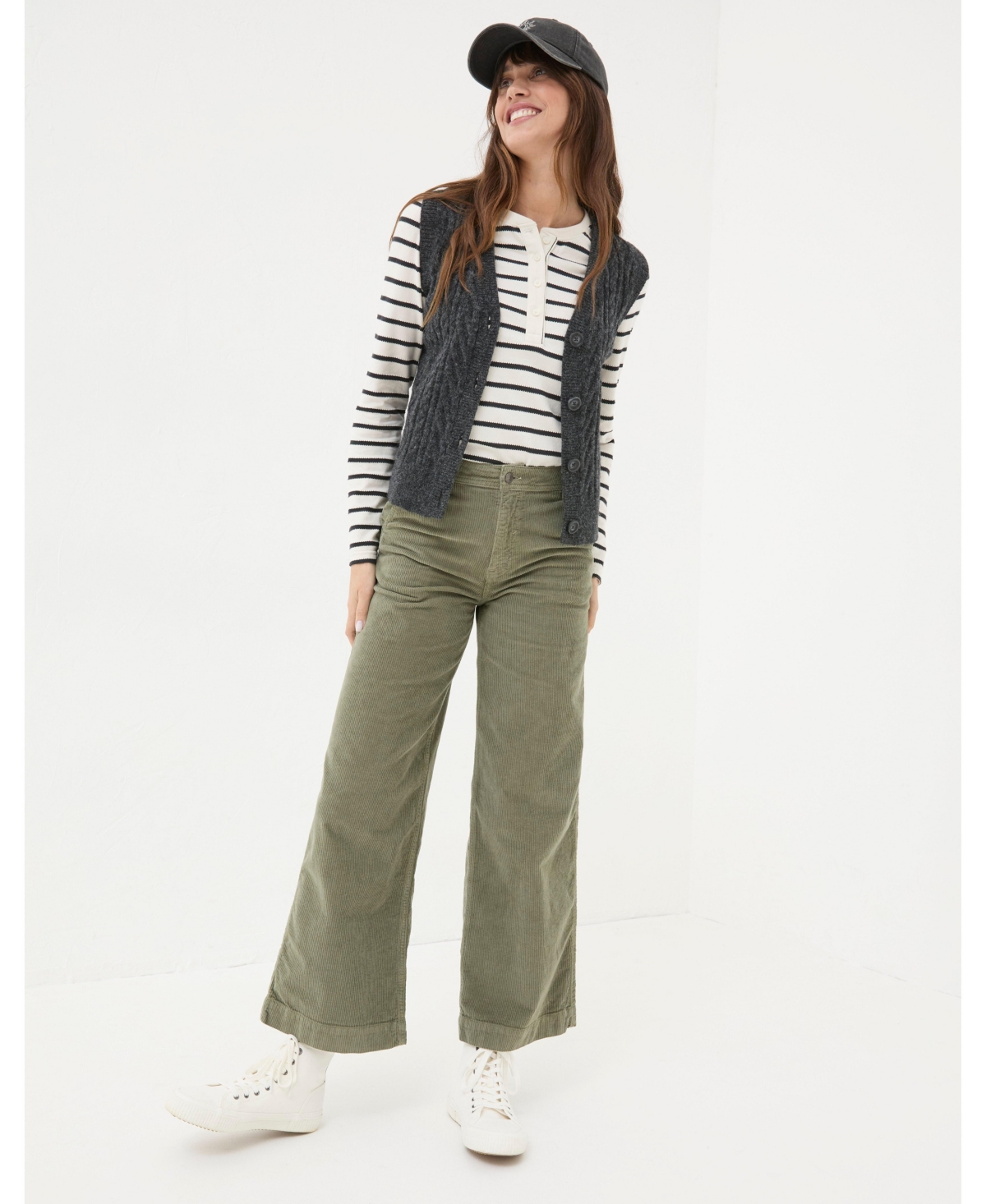FatFace Women's Hettie Stripe Henley Top