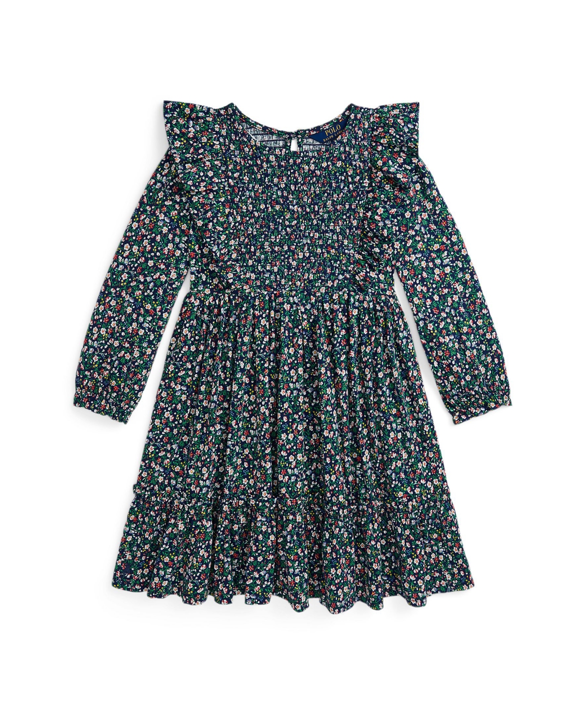 Polo Ralph Lauren Big Girls Floral Smocked Cotton Jersey Dress - NAVY PP C7998