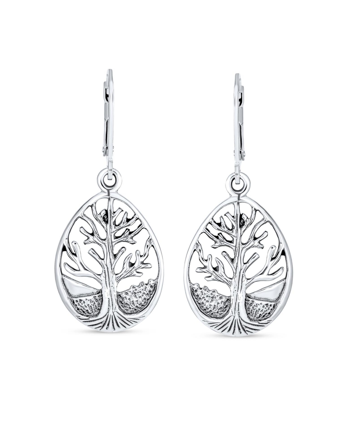 Bling Jewelry Round Circle Family Tree Of Life Stud Earrings For Women Nature Wishing Tree Sterling Silver