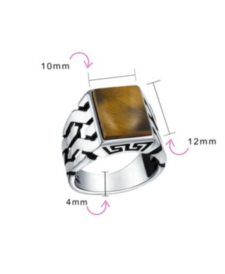 Large Rectangle Gemstone Wide Chain Link Statement Signet Ring Sterling Silver