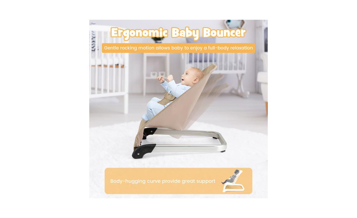 Portable Baby Bouncer Seat with Sturdy Aluminum & Metal Frame for Infants