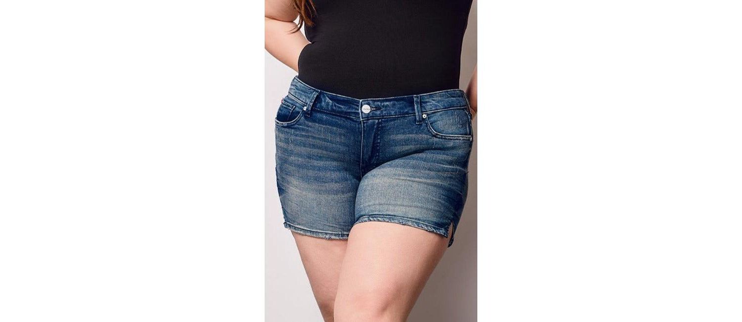Plus Size Denim Side Vents Shorts